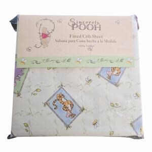 Vintage Disney Winnie the Pooh "Sincerely Pooh" fitted crib sheet Y2K NEW